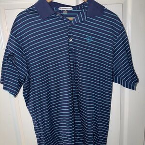 Peter Millar Navy and Light Blue Striped Polo